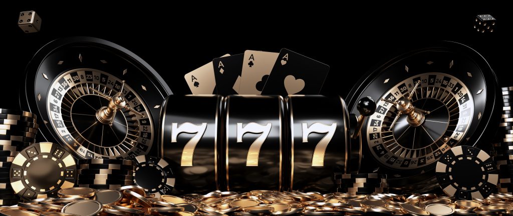 modern trendy black golden gambling concept background 3d illustration Almanbahis